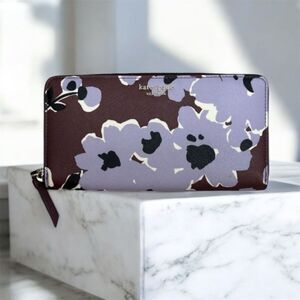 4878-4 Kate Spade Lavender and Maroon Floral Wallet